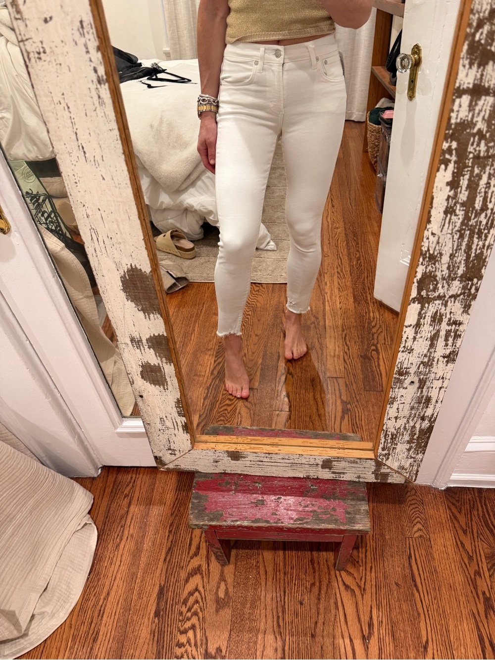White High-Rise Sophie Agolde Skinny Jeans